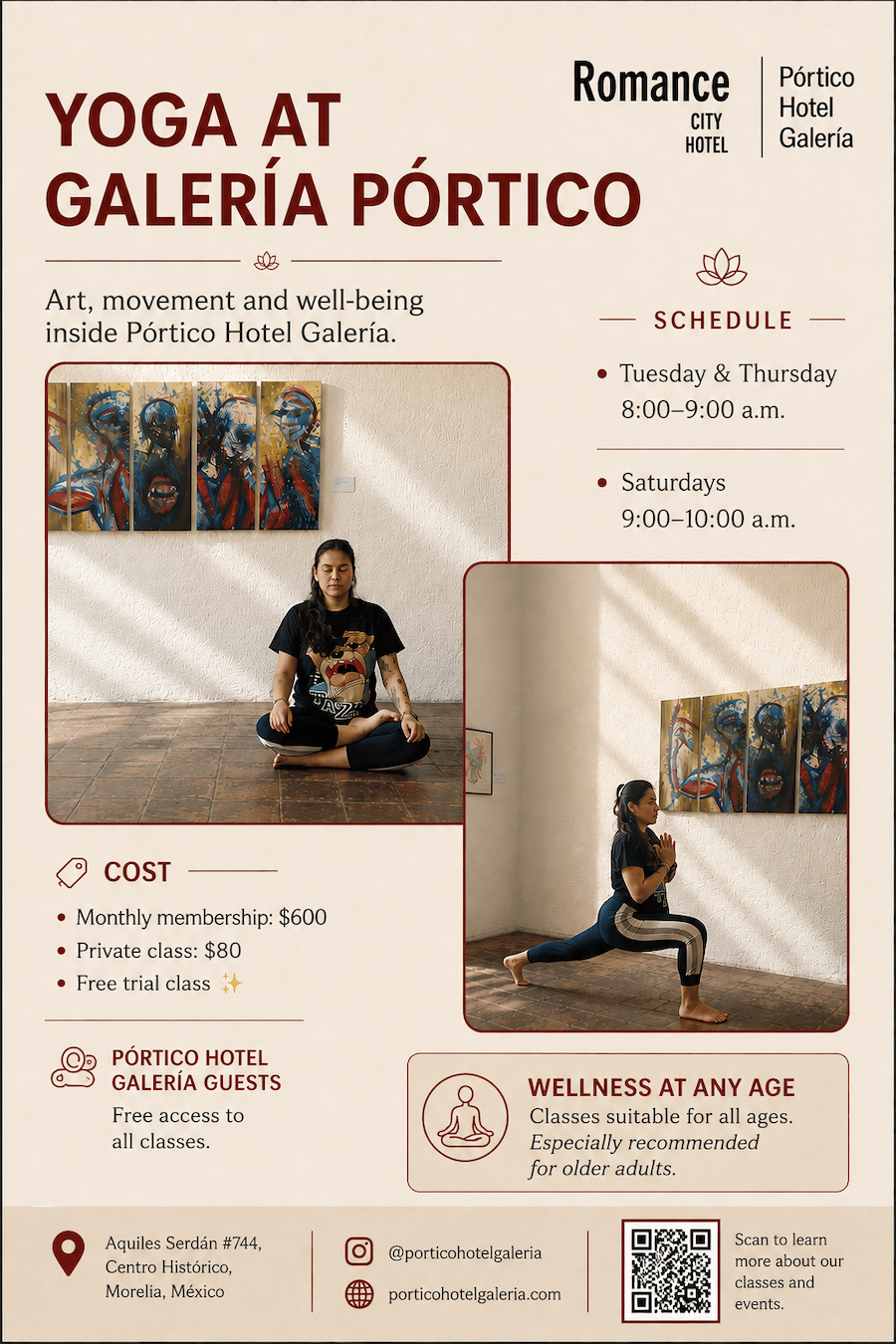 Yoga at Pórtico flyer